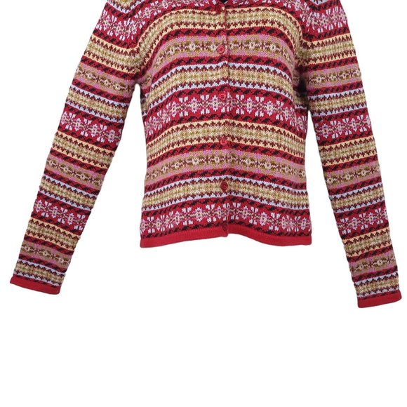 Vintage Harolds Nordic Cardigan Sweater Womens Size S Faux Fur Attached Collar - Picture 6 of 14